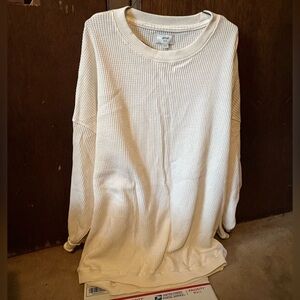 Aerie XL White Knitted Sweater Pullover